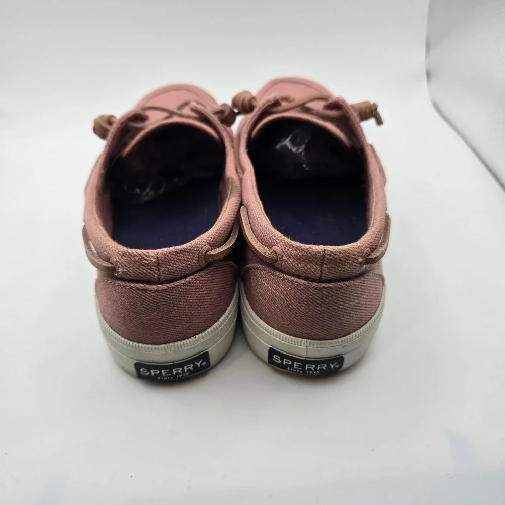 Sperry Top Sider Boat Shoes Womens Size 8.5 Salmon Pink Canvas